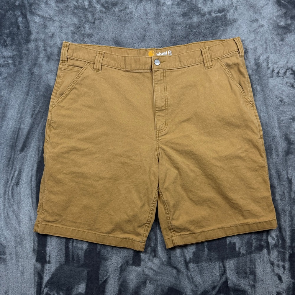 Carhartt Work Shorts Mens 42 Tan Relaxed Fit Canvas Utility Cargo 102514 918